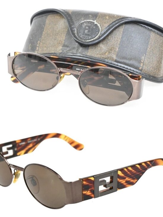 FENDI FF Logo Sunglasses Eye Wear Plastic Metal Brown Italy main image 14